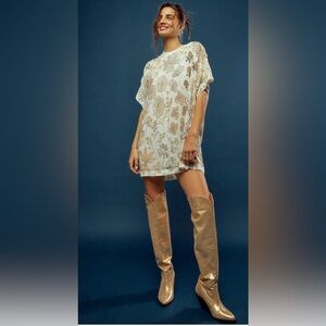 Free People Jewel Mini Dress Snow White Combo Size L